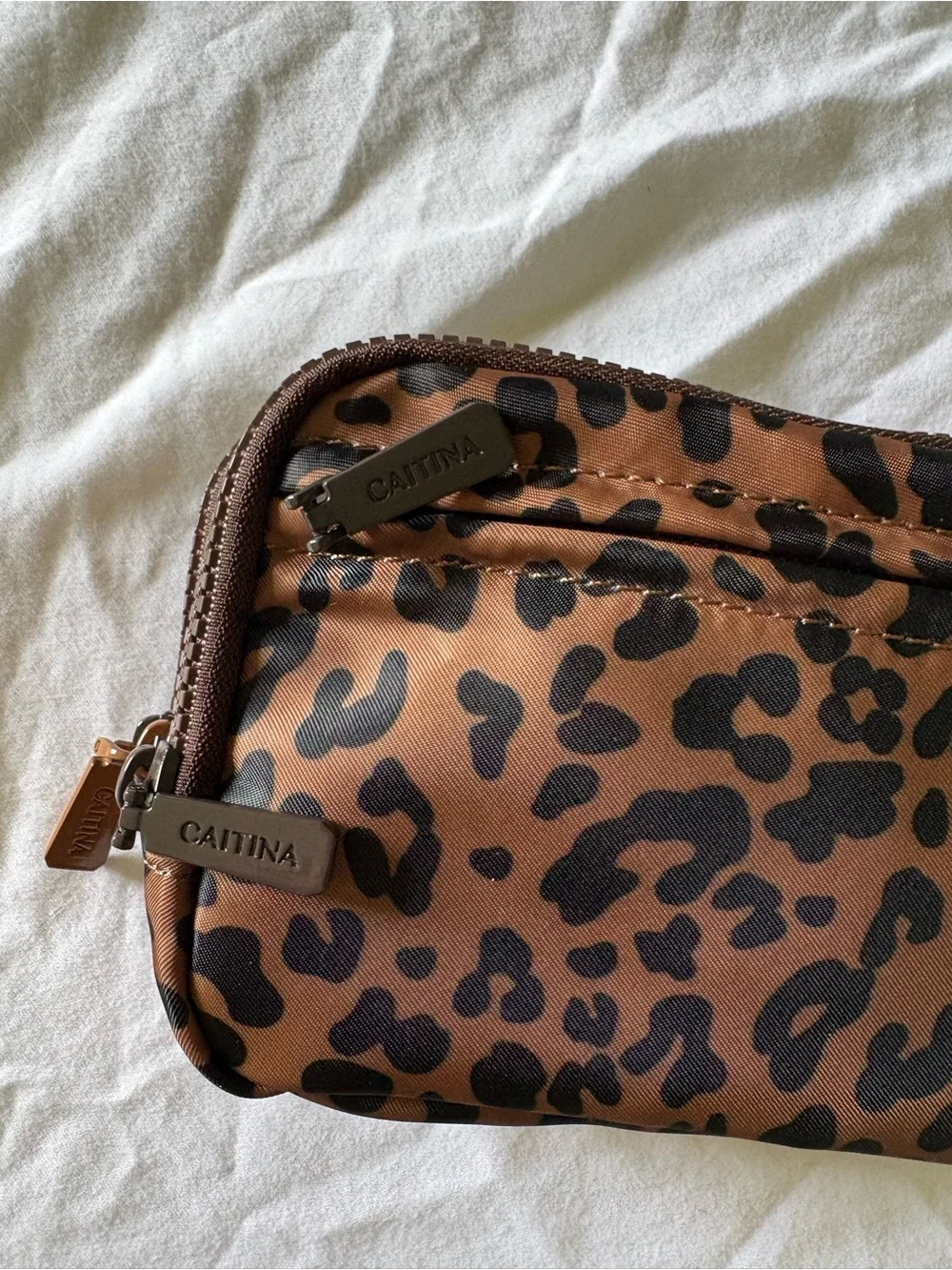 Leopard Print Brown Wristlet Clutch